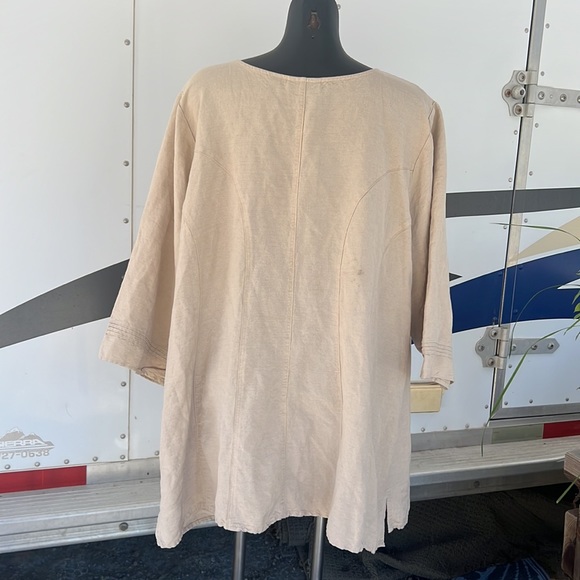 Linen/Rayon Avenue 3/4 sleeve Abalone Button Up Classic Timeless Tunic size 32 - Picture 5 of 11